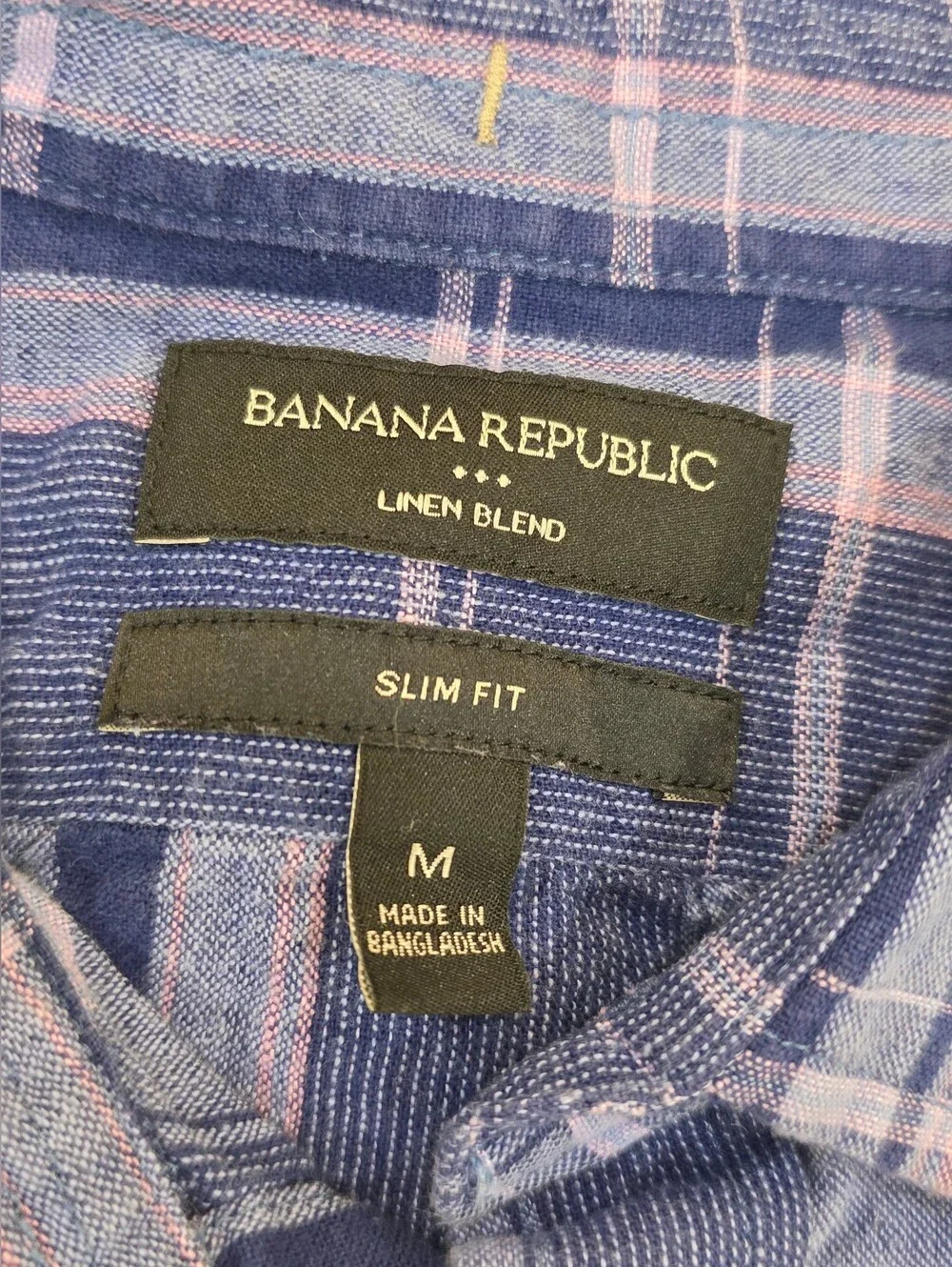 Banana Republic Men's Linen Blend Long-Sleeve Plaid Button-Up Shirt Size M -179